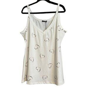 Women's Noracora XXL White with Black, Gray Hearts V-neck Tank Top